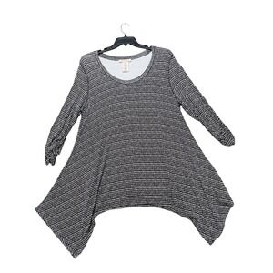 Philosophy Republic Clothing Tunic Top Womens XXL‎ Black Ruched Sharkbite